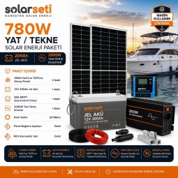 780W Yat / Tekne Solar Enerji Paketi - 200Ah Jel Akü - 2000W Tam Sinüs İnverter 780W Yat / Tekne Solar Enerji Paketi - 200Ah Jel Akü - 2000W Tam Sinüs İnverter